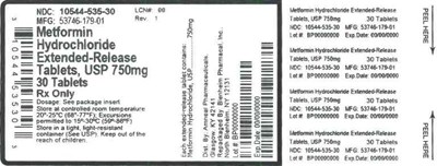 750mg 30ct (Label Metformin HCl Tabs 750mg Bpi(10544 535 30) Amneal(53746 179 01) Rev1)